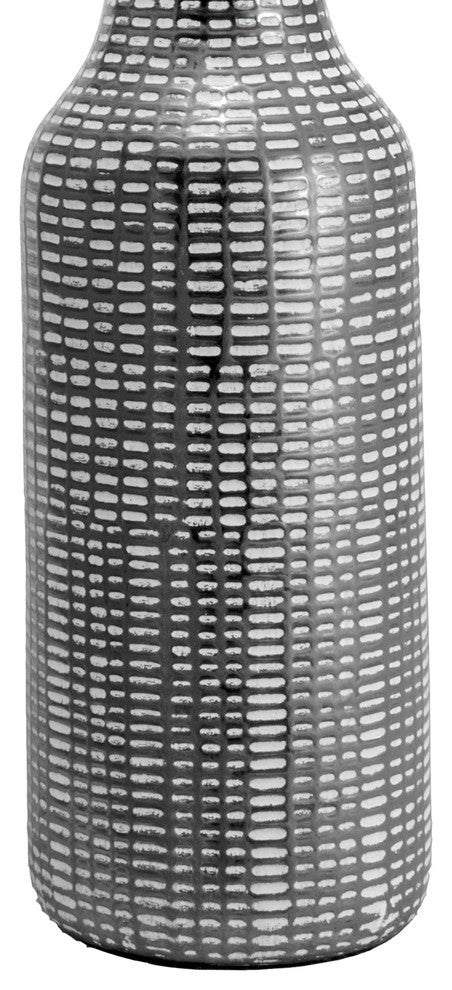 Nuloom Ceramic Linen Shade Black and White Finish On-Off Switch Table Lamp, 26"