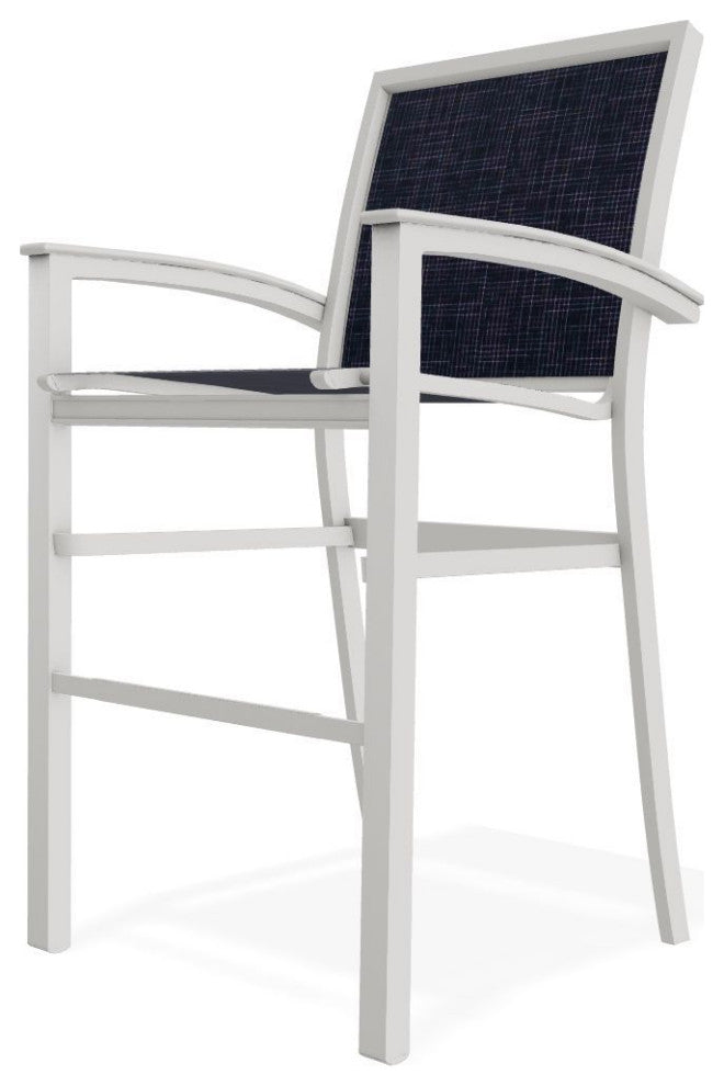 Bazza Sling Bar Height Stackable Outdoor Stool, Moments Navy/Snow