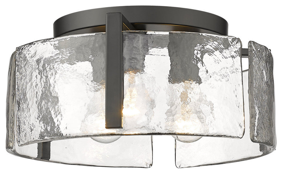 Aenon Flush Mount With Hammered Water Glass Shade
