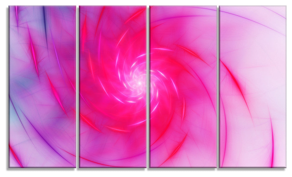 Beautiful Fractal Pink Whirlpool, Floral Canvas Art Print, 48"x28", 4 Panels