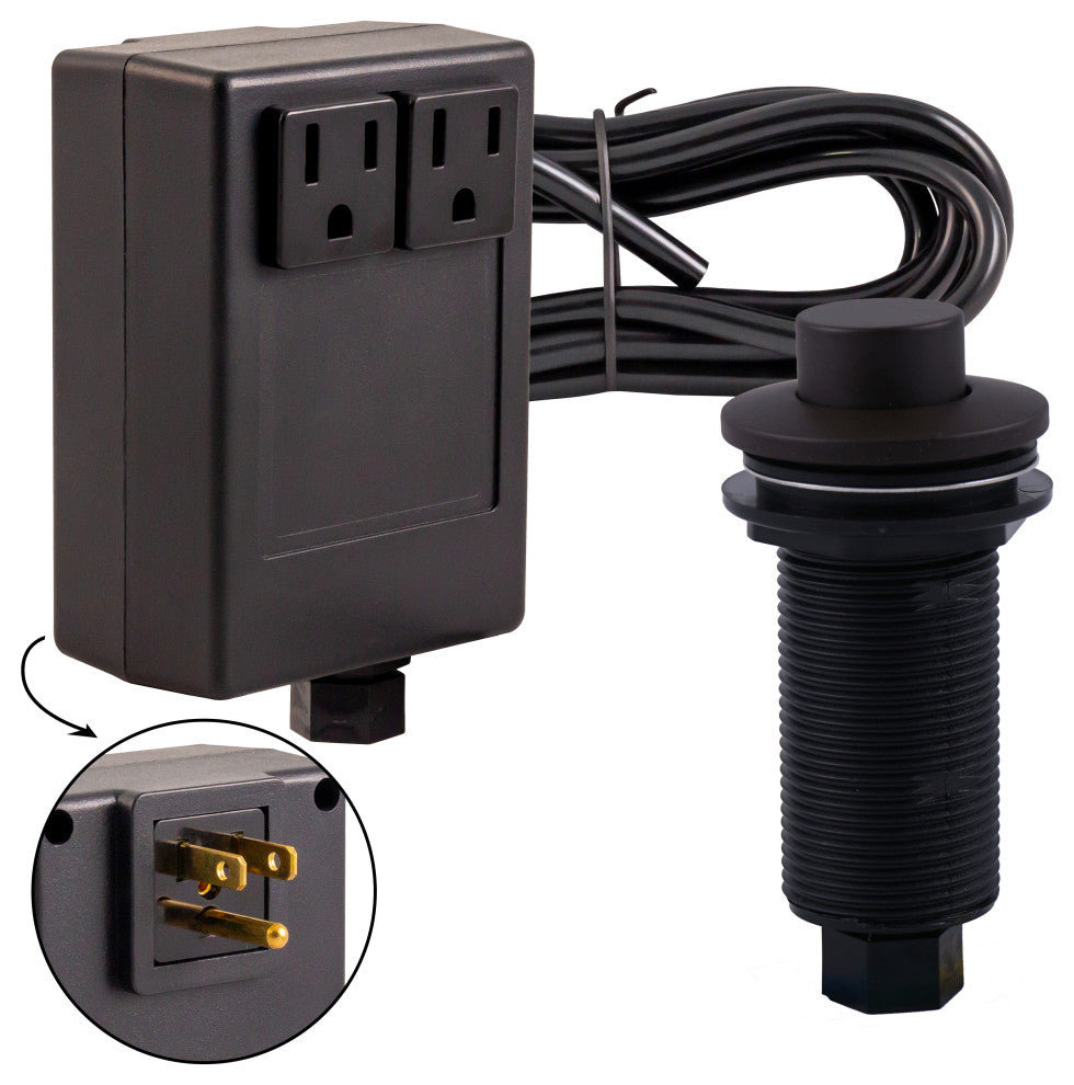 Raised Button Disposal Air Switch and Dual Outlet Control Box, Oil Rubbed Bronze