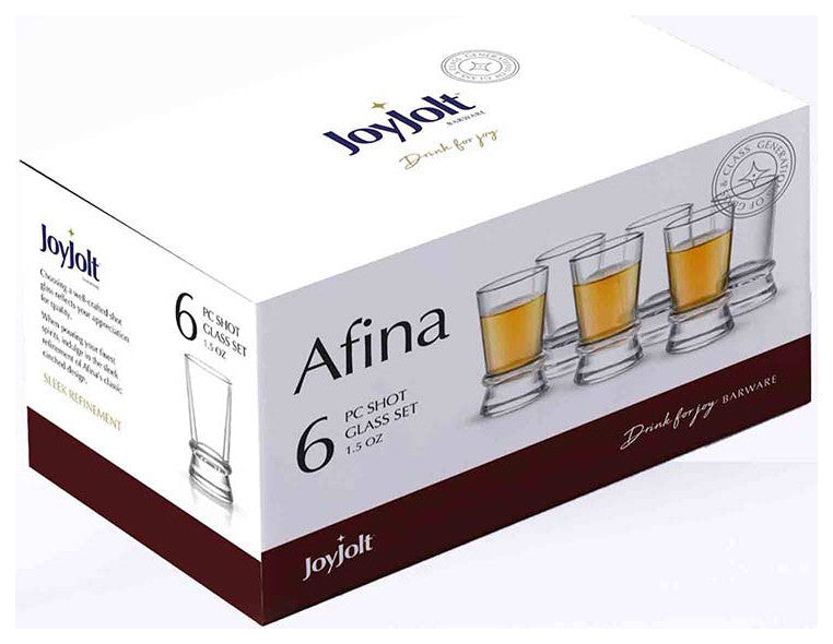 Afina Crystal Shot Glasses 1.5 oz, Set of 6