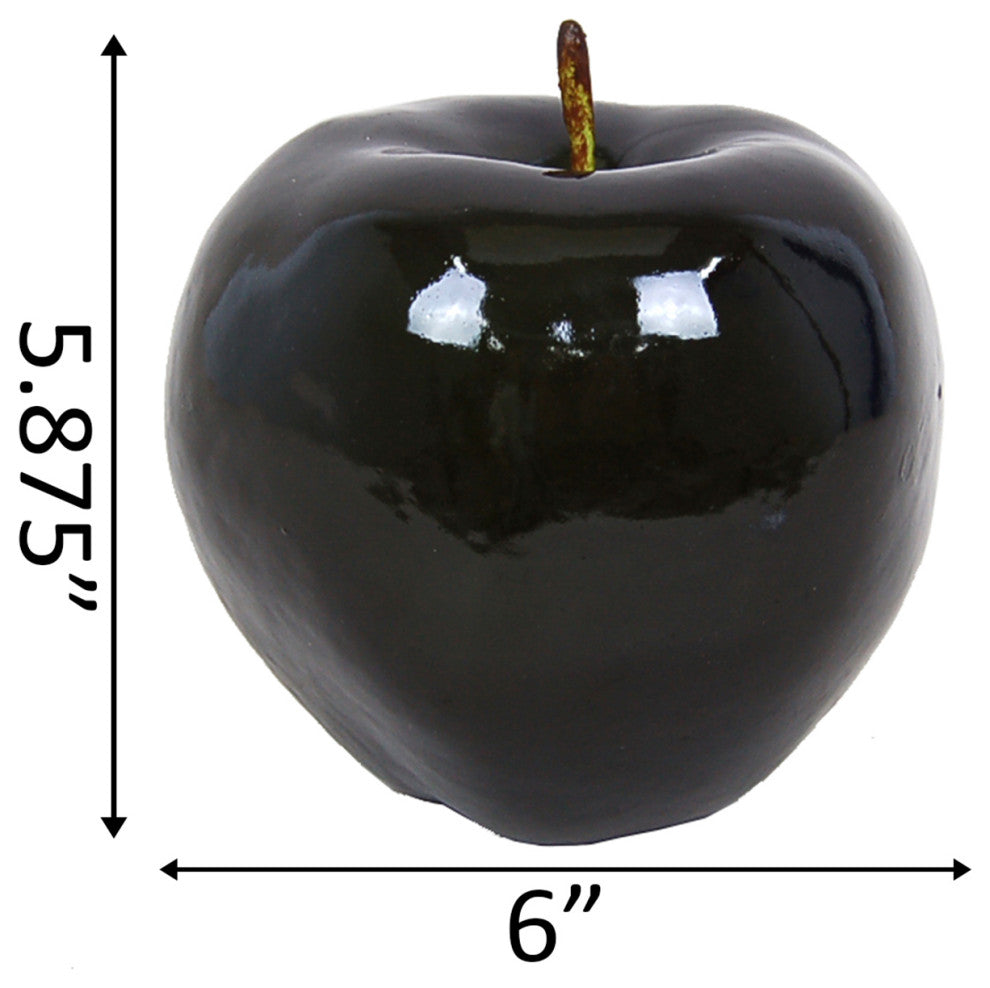 6" Shiny Large Centerpiece Apple,Black