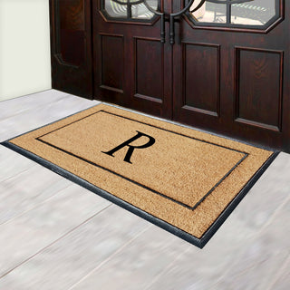 Natural Coir & Rubber Large Monogrammed Door Mat 30x60, R