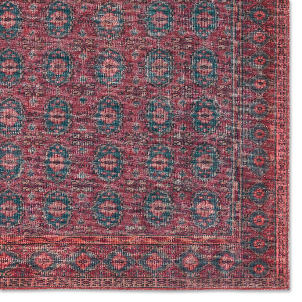 Kate Lester + Jaipur Living Kalinar Damask Dark Red/ Blue Area Rug 4'X8'