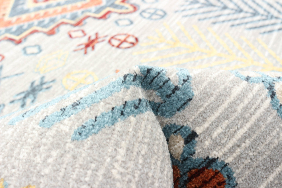 Aqua Gypsy Area Rug, Gray, 5'x7'