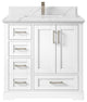 Boston 36 Center Sink Bath Vanity in White 1.5" Calacatta Laza