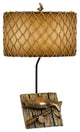 150W Fishing Resin Table Lamp, Cast Bronze Finish, Brown Shade