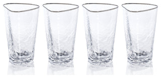 Kampari Triangular Highball Glasses with Platinum Rim, Set of 4
