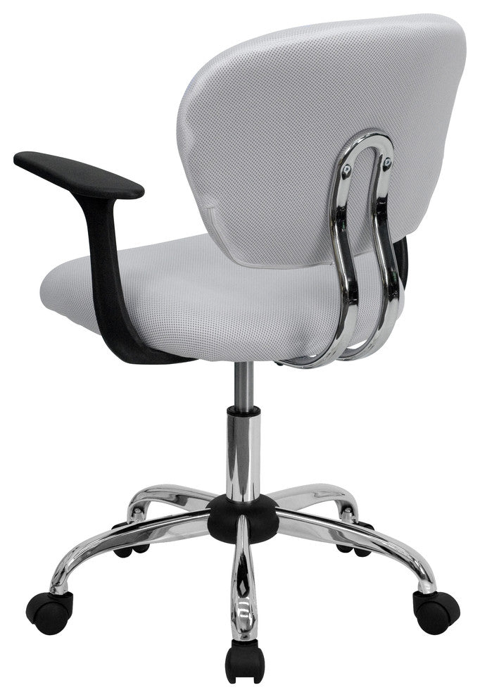 Mid-Back Mesh Task Chair With Arms and Base, White
