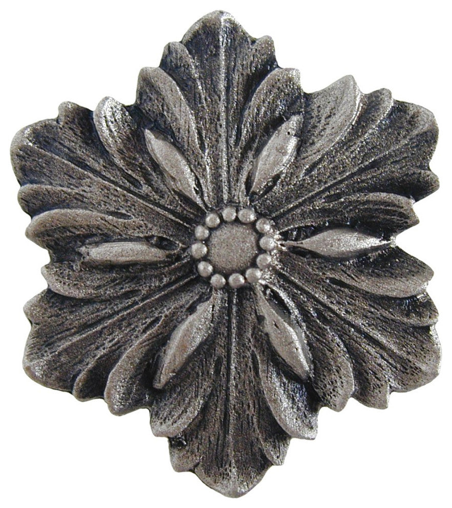 Opulent Flower Knob Antique Brass, Satin Nickel