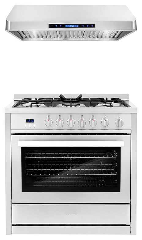 2-Piece Kitchen, 36" Gas Range and 36" Under Cabinet Range Hood
