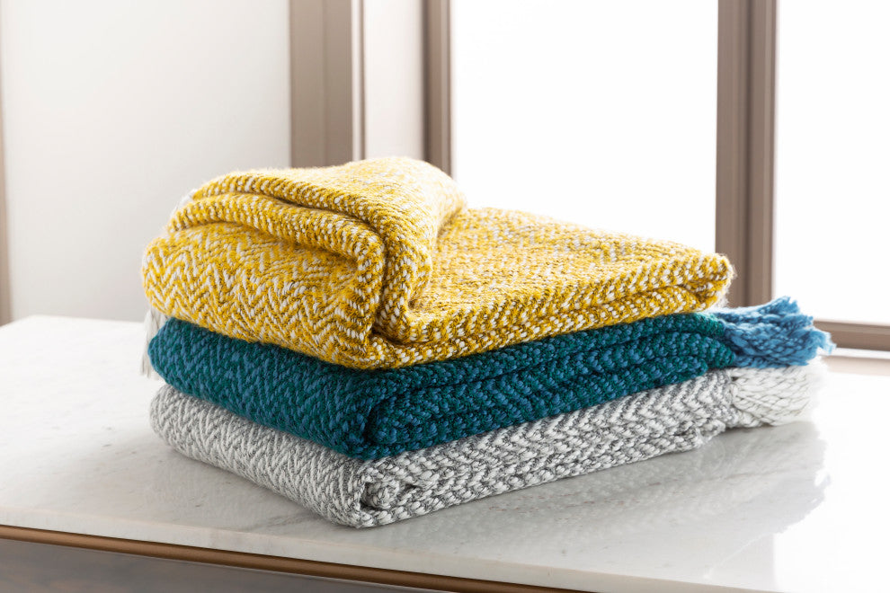 Surya Trina Mustard Throw 50"W X 60"L