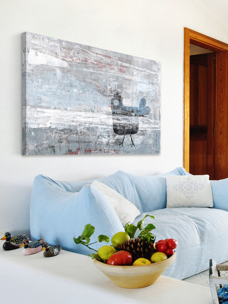 "Hazy Hen" Painting Print on Wrapped Canvas, 30"x20"