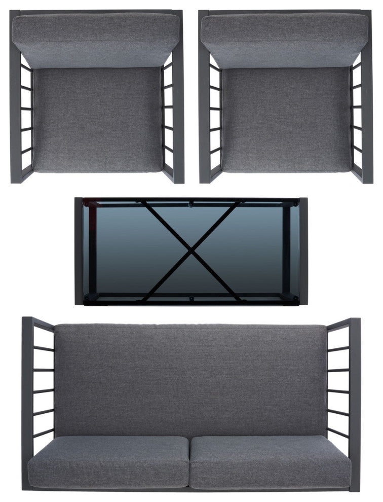 Safavieh Outdoor Holyoke 4 Piece Living Set Grey/Grey Cushion