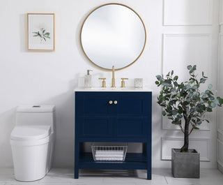Tobias 30" Single Bathroom Vanity, Blue With Backsplash