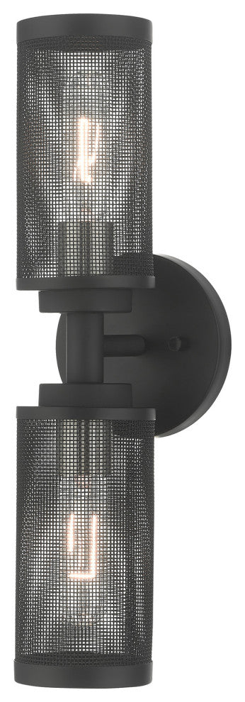 Livex Lighting Industro 2 Light Black With Brushed Nickel Accents Double Sconce
