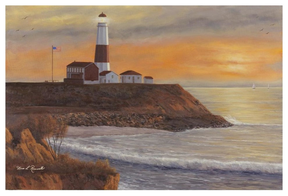"Montauk Lighthouse Sunset" Digital Paper Print by Diane Romanello, 38"x26"