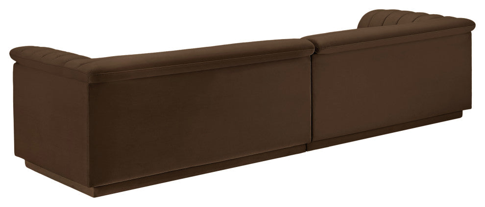 Cascade Upholstered Modular Sofa, Brown, Velvet, Straight Sofa