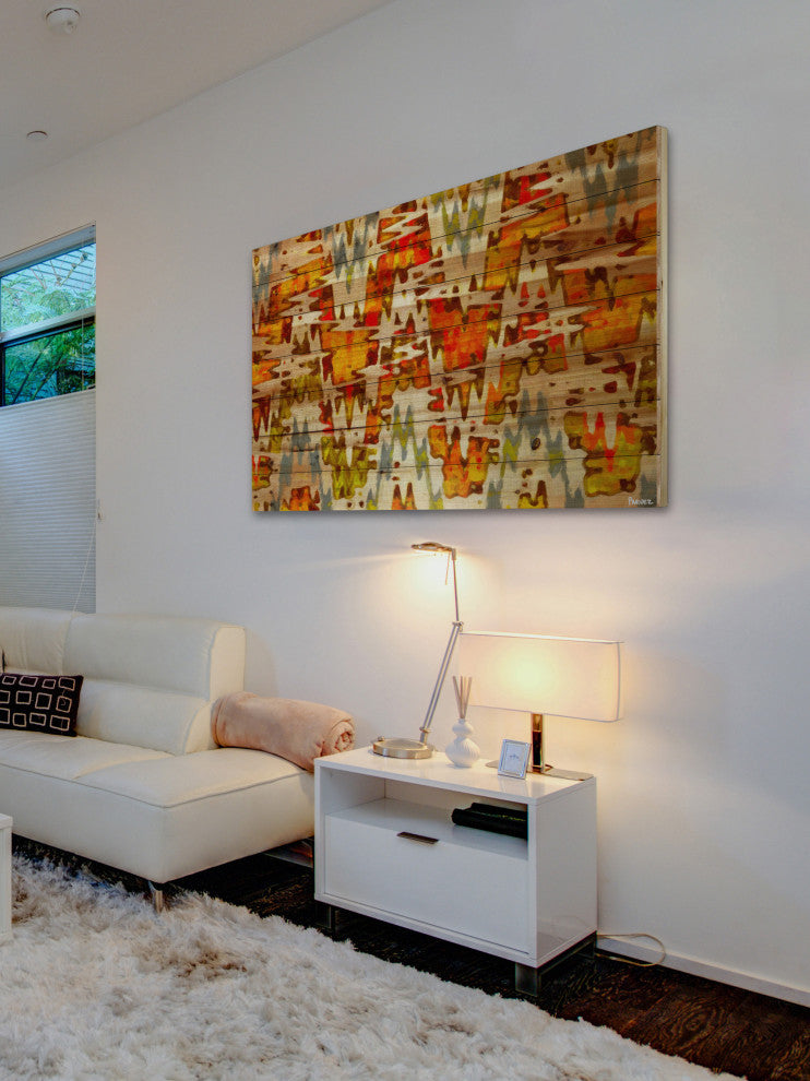 "Norwegian Wood" Print on Natural Pine Wood, 36"x24"
