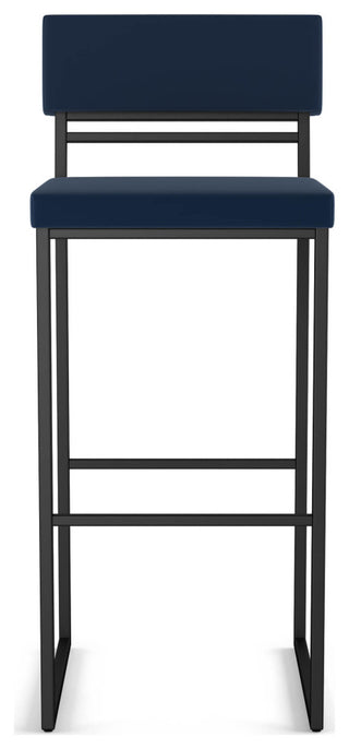Amisco Everly Counter and Bar Stool, Blue Polyurethane / Black Metal, Bar Height