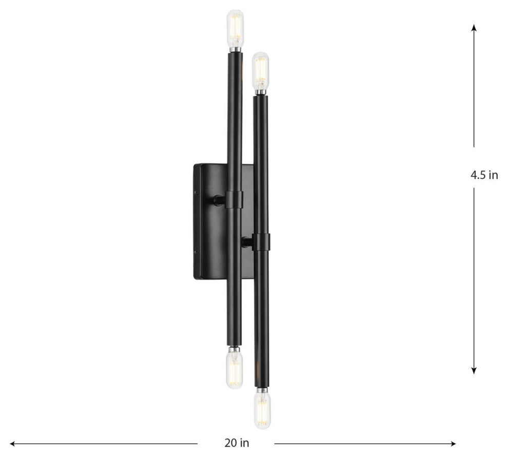 Arya Collection Four-Light Matte Black Luxe Wall Bracket