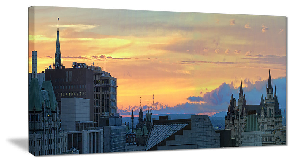"Ottawa City Panoramic" Cityscape Canvas Photo Print, 32"x16"