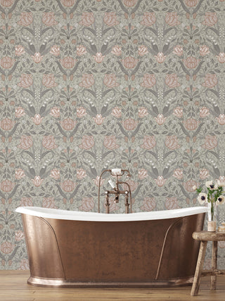 Filippa Grey Tulip Wallpaper, Swatch