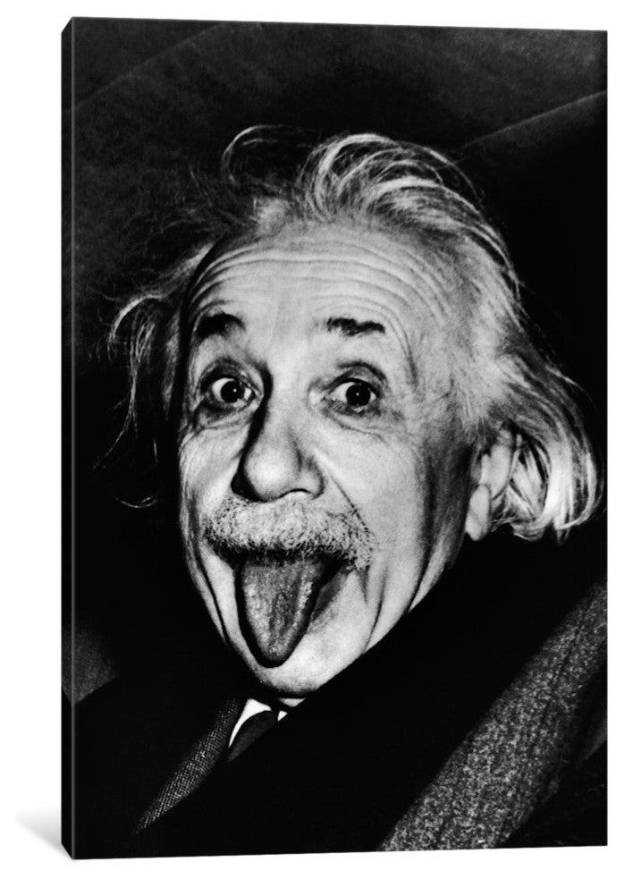 "Albert Einstein, Sticking His Tongue Out" Wrapped Canvas Print, 40x26x1.5
