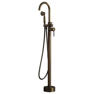 Classic Single Handle Swirling Spout Freestanding Tub Faucet with Handshower