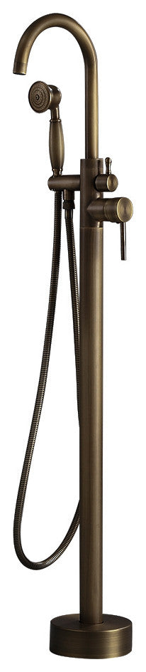 Classic Single Handle Swirling Spout Freestanding Tub Faucet with Handshower