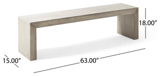 Hyde Farmhouse Acacia Wood Dining Bench, Light Gray Oak