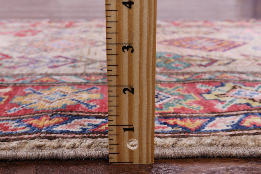 2' 7" X 9' 10" Runner Super Kazak Hand-Knotted Wool Rug Q7705