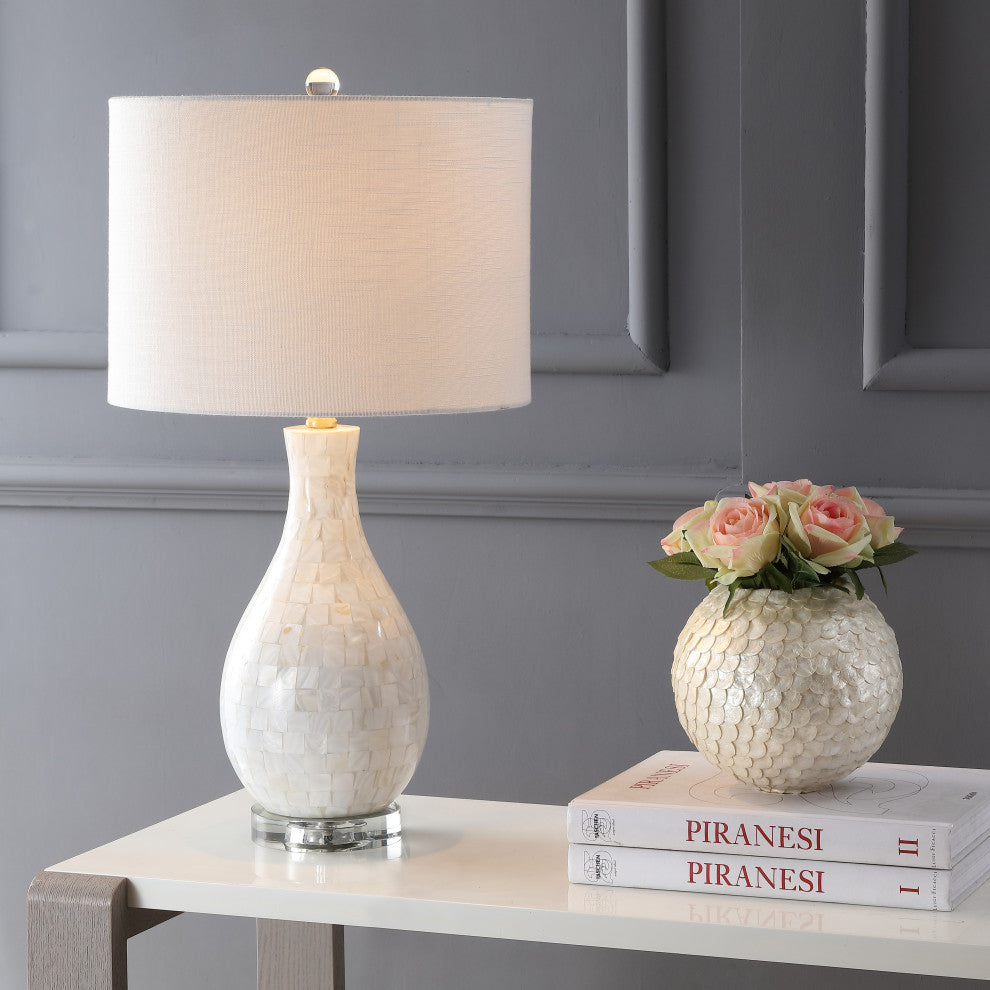 Josephine 26.5" Seashell LED Table Lamp, White
