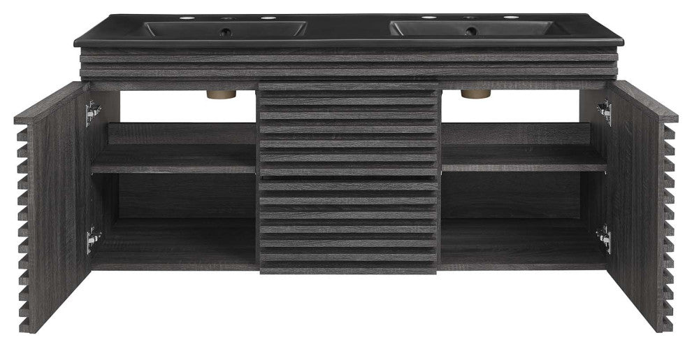 Render 48" Wall-Mount Bathroom Vanity, Charcoal Black