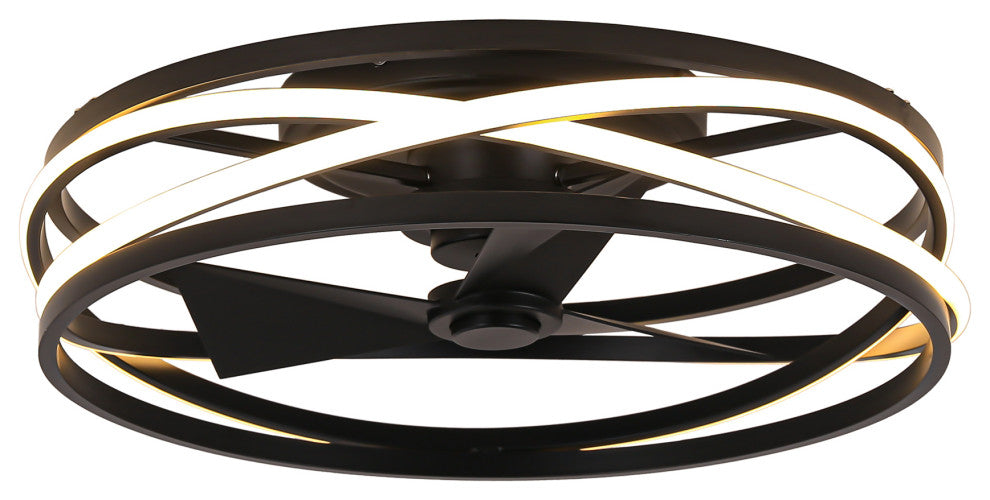 19.68 inch Small Flush Mount Ceiling Fan with Light and Remote, Matte Black