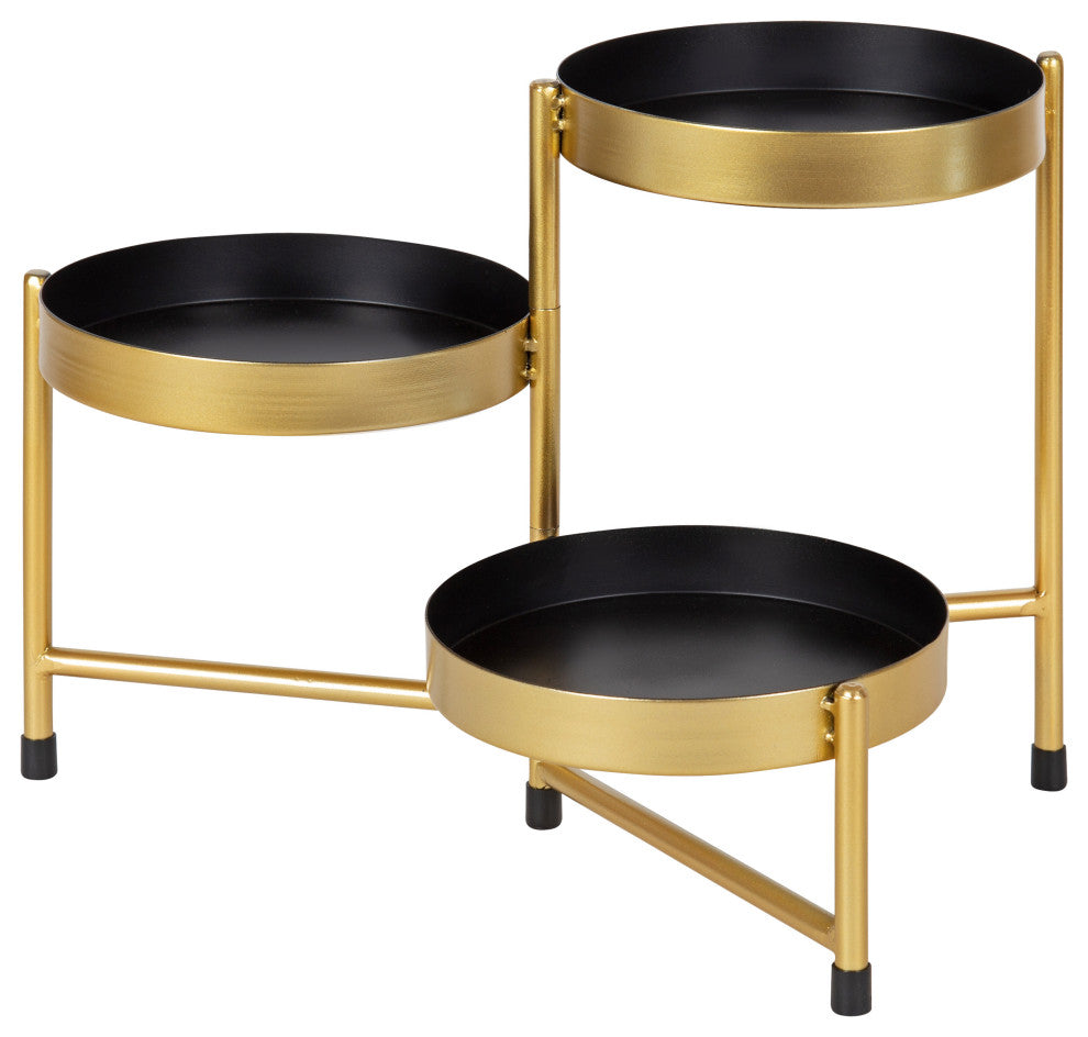 Finn Tiered Tabletop Planter, Black/Gold 7.25x7.25x10