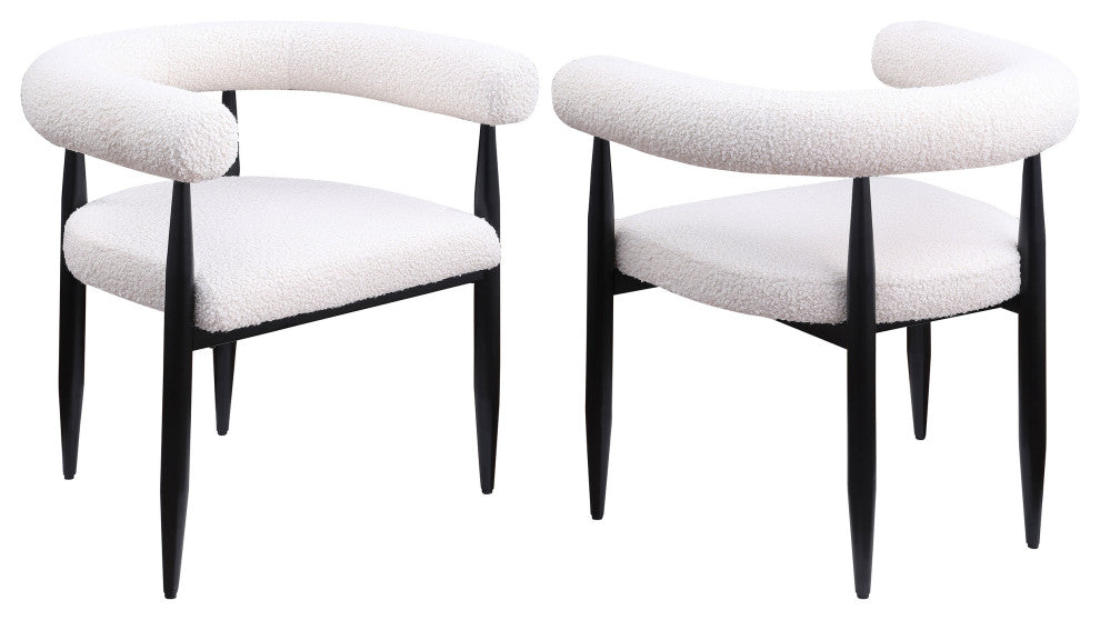 Dunmore Boucle Upholstered Dining Arm Chair Cream, Set of 2