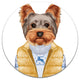 Terrier In Down Vest And Sweater, Modern Animal Disc Metal Artwork, 23"