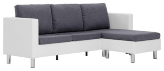 vidaXL Sofa Upholstered Sectional Sofa Couch with Cushions White Faux Leather