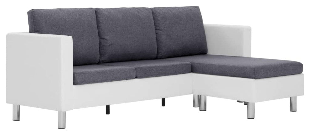 vidaXL Sofa Upholstered Sectional Sofa Couch with Cushions White Faux Leather