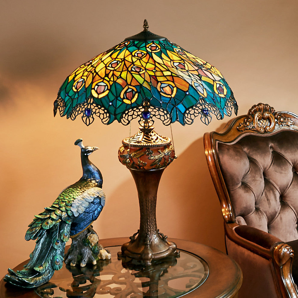 Art Nouveau Peacock Table Lamp