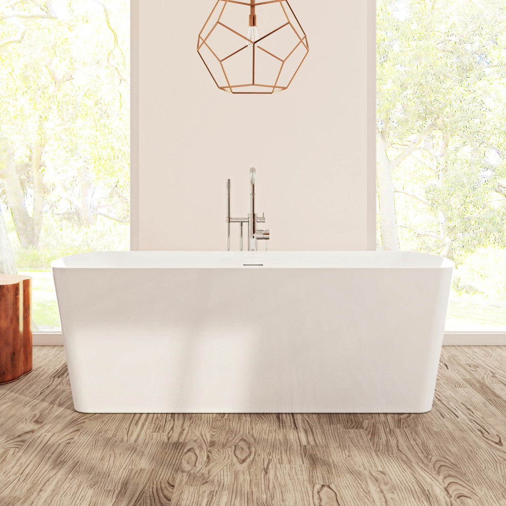 Perlato Bilbao Freestanding Soaking Tub, White, 71"