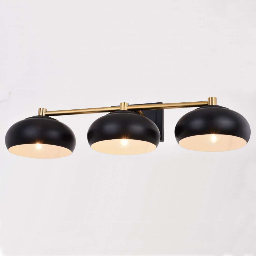 Belmont 3 Light Vanity Matte Black and Satin Brass