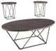 Benzara BM190131 Elm Wood Table Set Bridge Metal Base, Set of 3, Brown & Gray