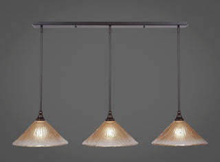 Stem 3-Light Pendalier with Hang Straight Swivel, Dark Granite/Amber Crystal