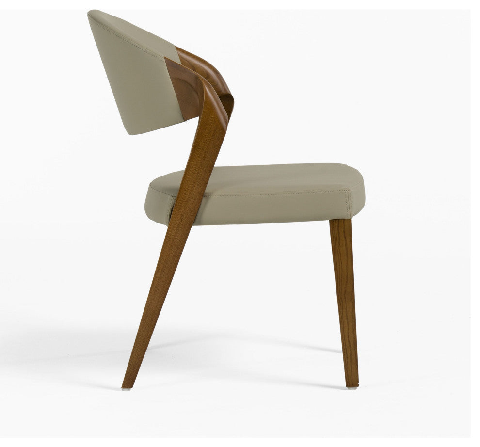 Modrest Arlo Modern Beige and Walnut Dining Chairs, Set of 2