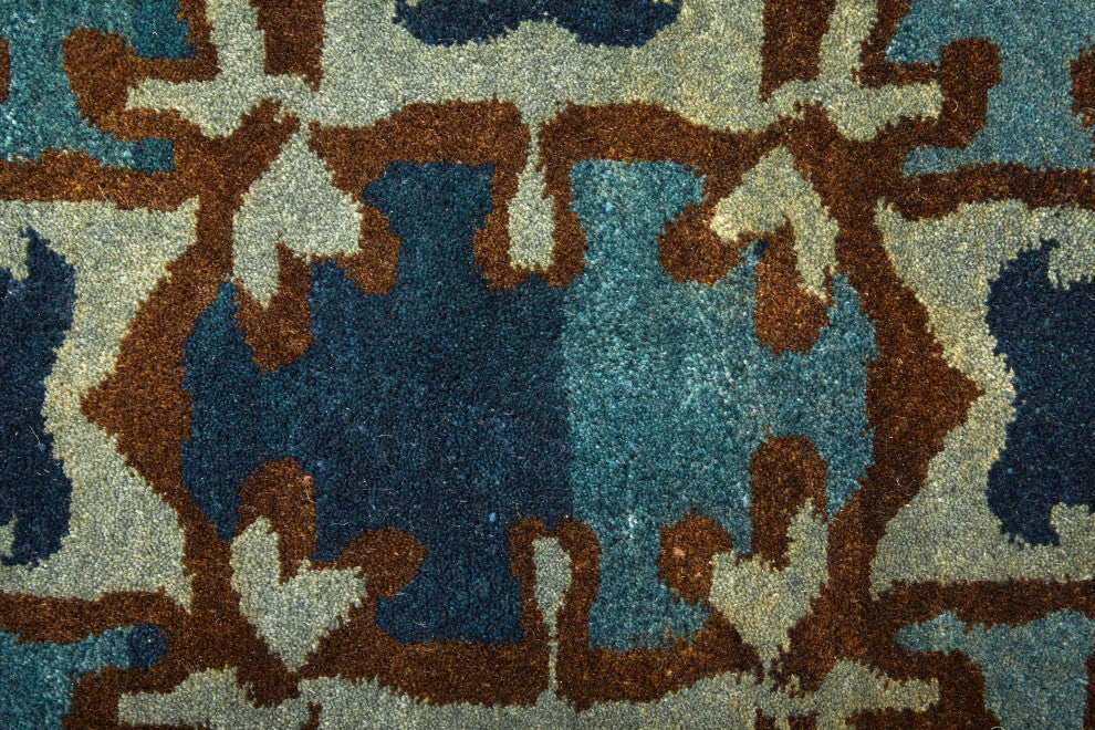 Weave & Wander Amzad Hand Knotted Gradient Wool Rug, Blue/Brown, 5'6"x8'6"