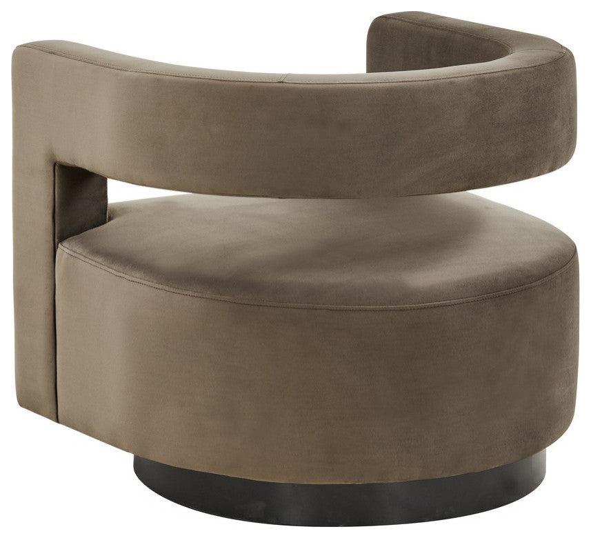 Safavieh Couture Edgar Velvet Swivel Chair, Dark Brown