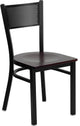 Dyersburg Metal Chair Black Grid Back, Mahogany Wood Seat
